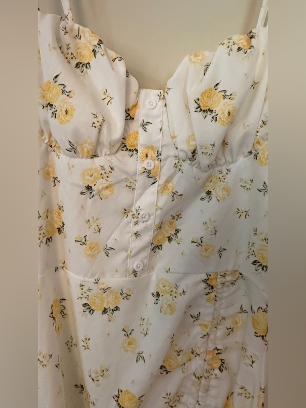 Shein White Yellow Spaghetti Strap Slit Midi Dress - Picture 4 of 10